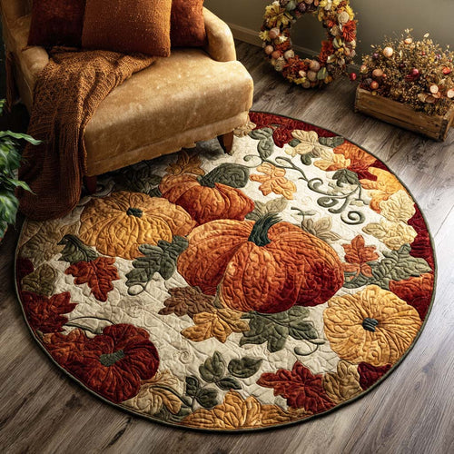Cinnamon Pumpkin Quilted Round Mat NCU0TD059