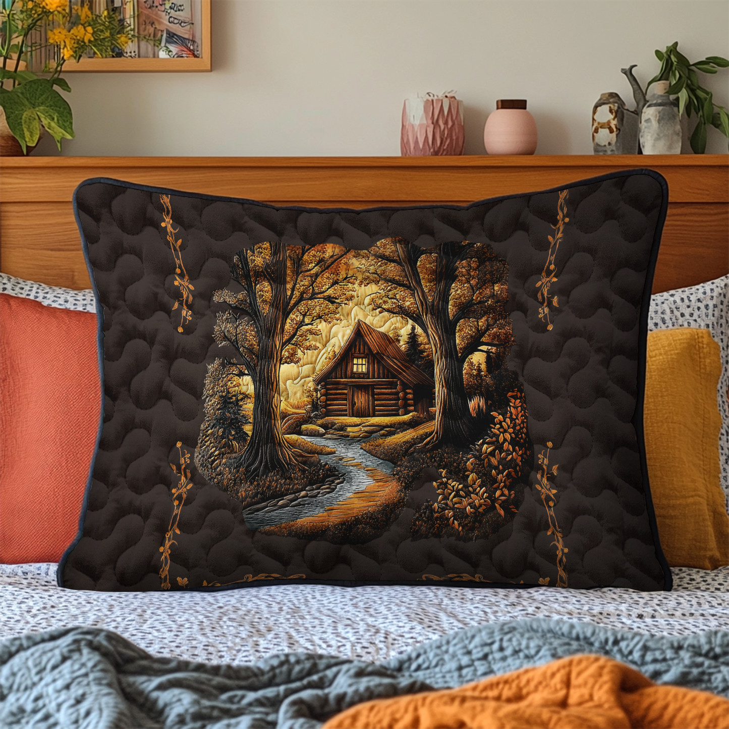 Classic Log Cabin Quilted Bedding Pillow Case NCU0DK4302