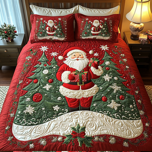 Claus Christmas Delight 3-Piece Quilted Bedding Set NCU0DV1745
