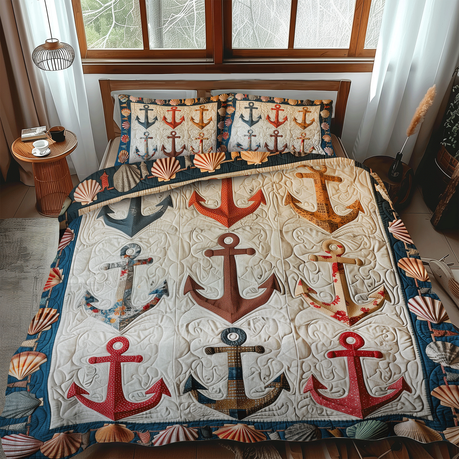 Anchor Haven 3-Piece Quilted Bedding Set NCU0TH1216