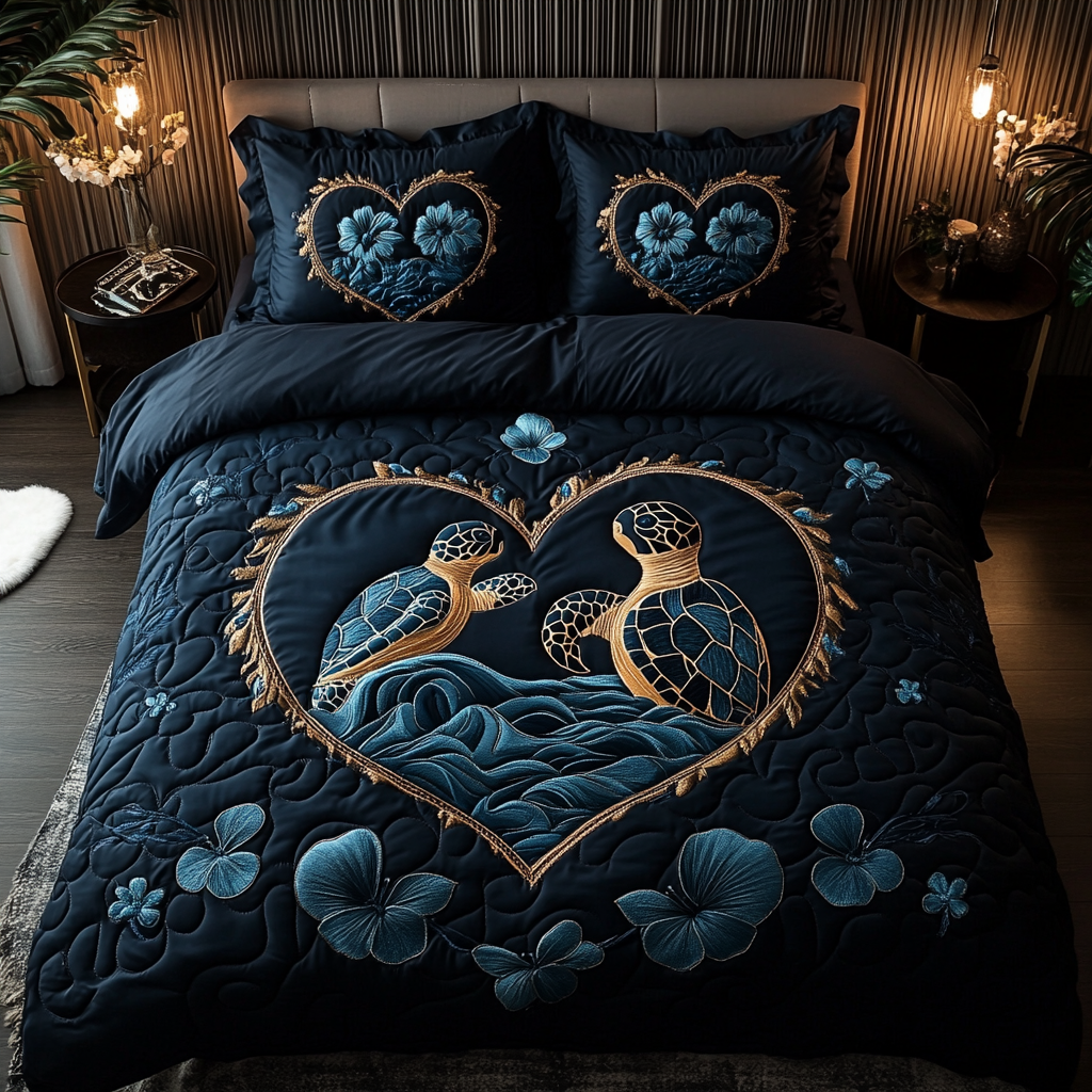 Coastal Bloom 3-Piece Quilted Bedding Set NCU0PVL344