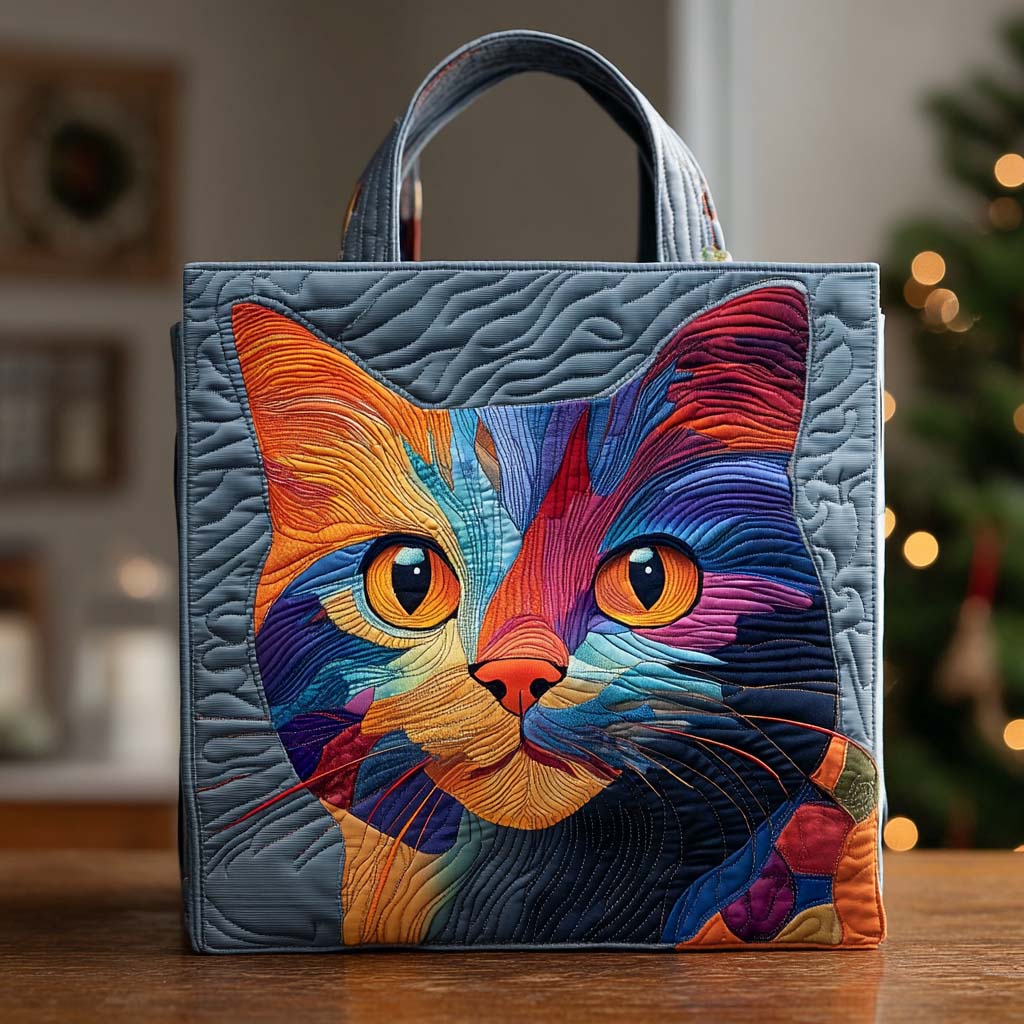 Colorburst Cat Portrait Quilted Tote Bag NCU0XD1213