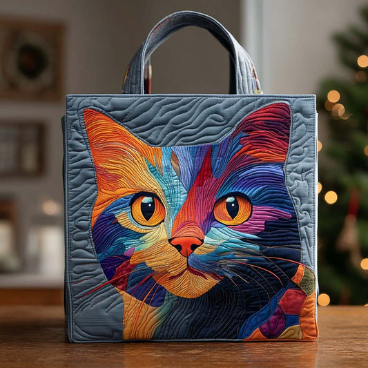 Colorburst Cat Portrait Quilted Tote Bag NCU0XD1213