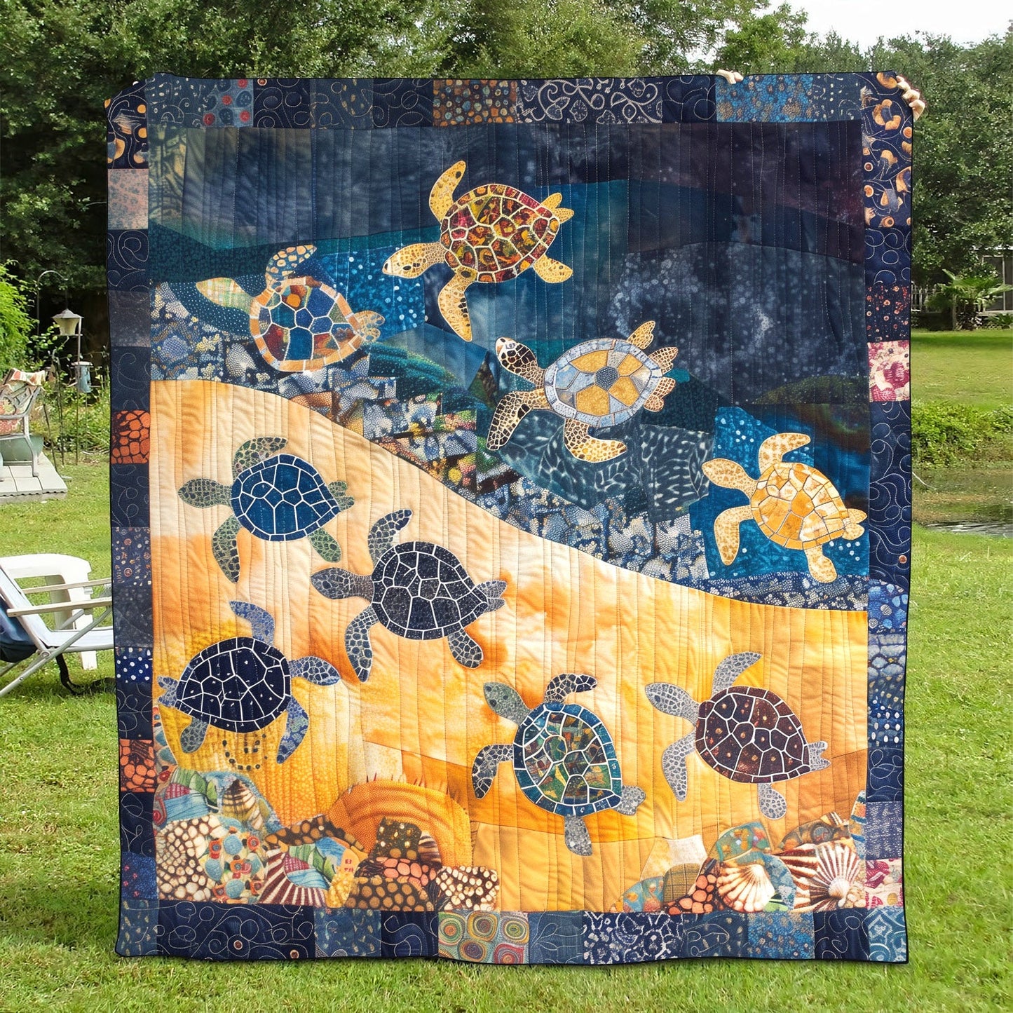 Colorful Baby Turtles Quilted Blanket NCU0TH1188