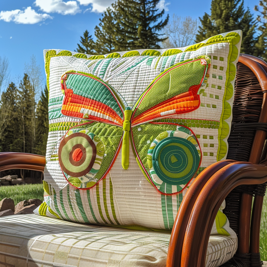 Colorful Butterfly Quilted Pillow Case NCU0VL098