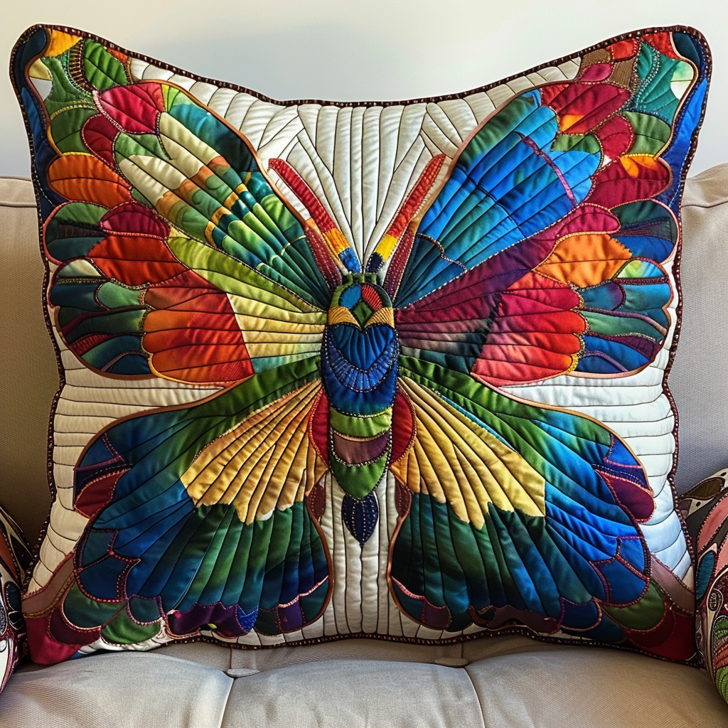 Colorful Butterfly Quilted Pillow Case NCU0VL102