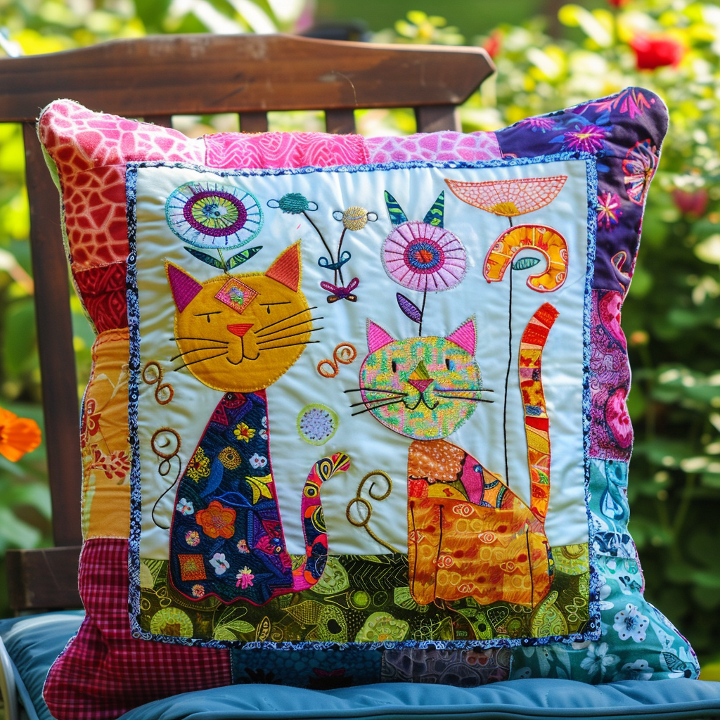 Colorful Cats Quilted Pillow Case NCU0PD353