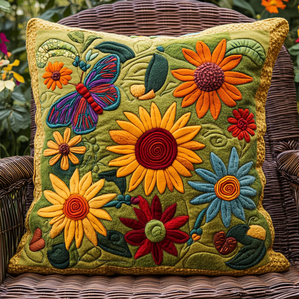 Colorful Sunflowers Quilted Pillow Case NCU0VL351