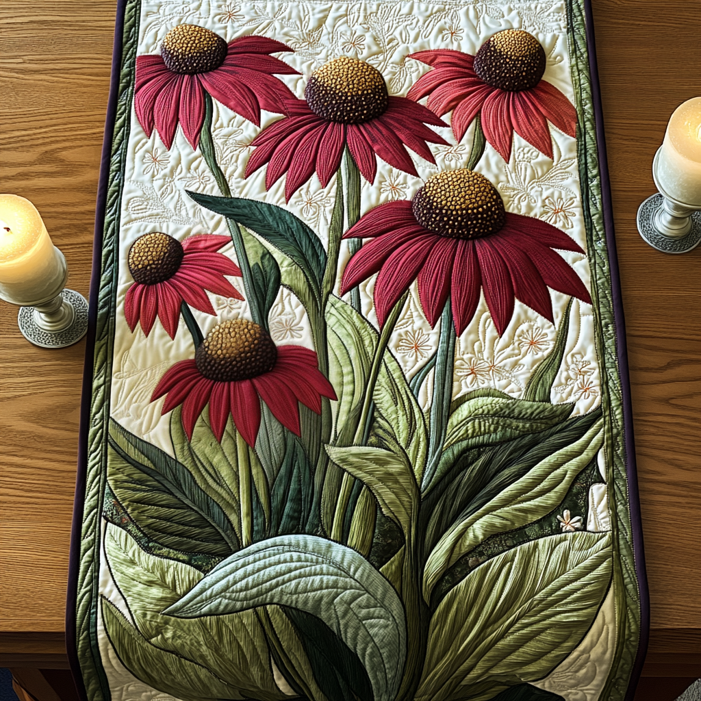 Coneflower Charm Quilted Table Runner NCU0VH4461 – Vantique