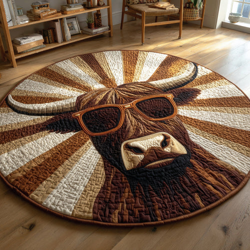 Cool Highland Cow Quilted Round Mat NCU0HH027
