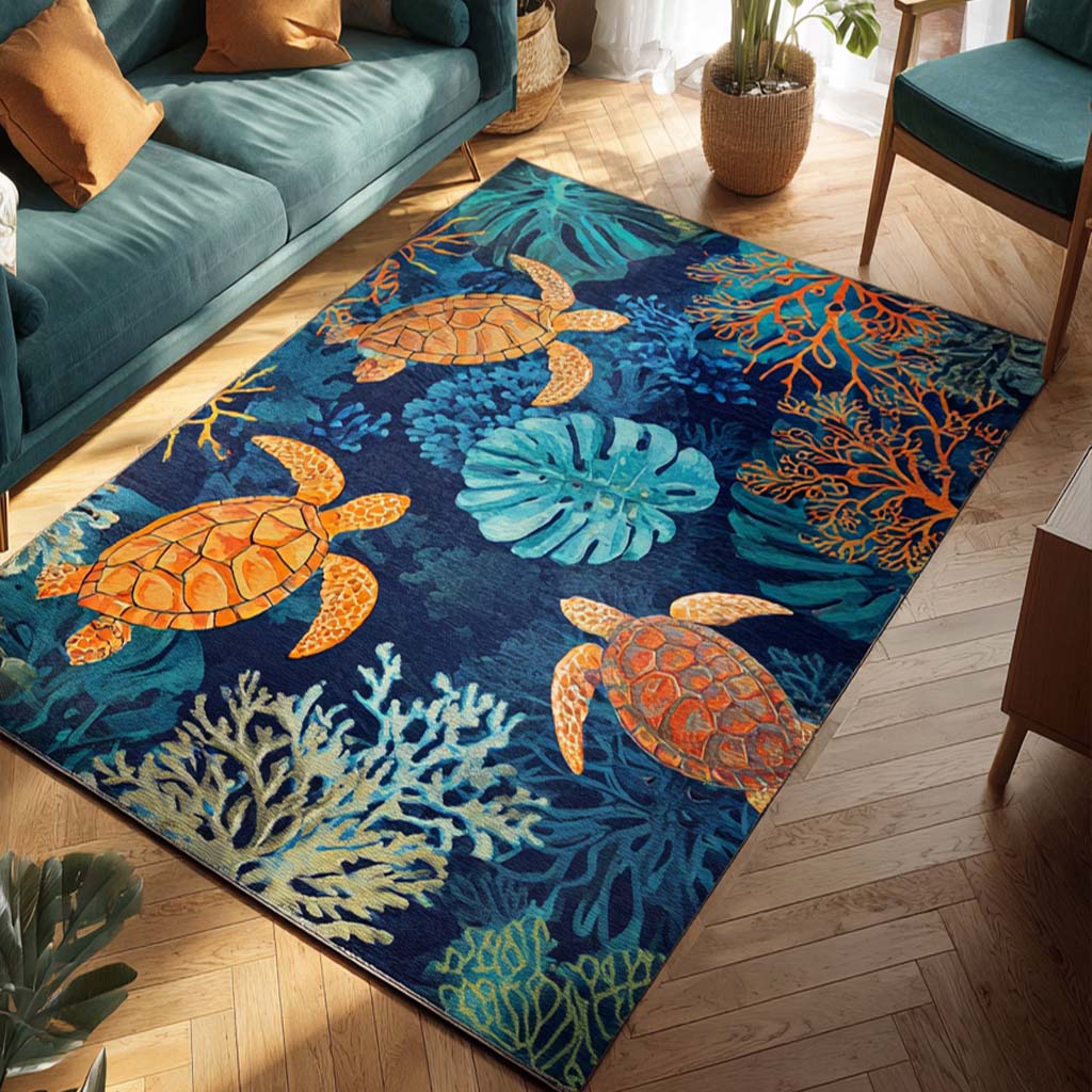 Coral Turtle Area Rug NCU0NT10055