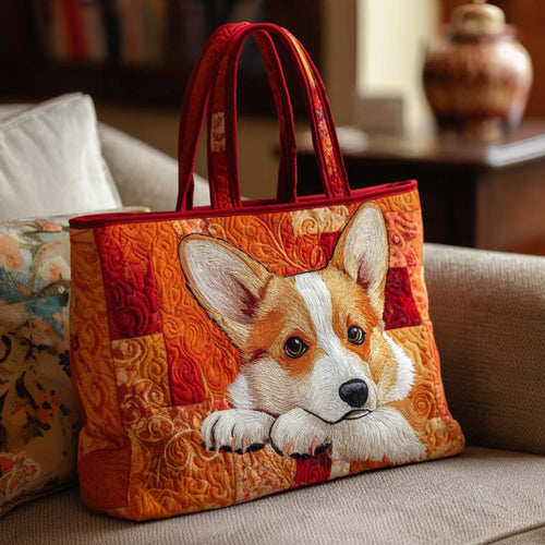 Corgi Country Ride Quilted Tote Bag NCU0NT9310
