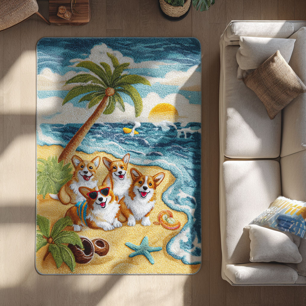 Corgi on the Coast Area Rug NCU0PT9384