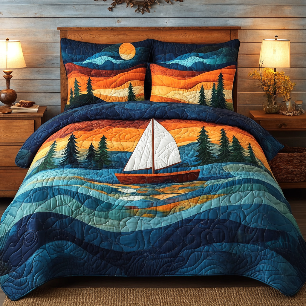 Oceanic Journey 3-Piece Quilted Bedding Set NCU0TL752 main image 1