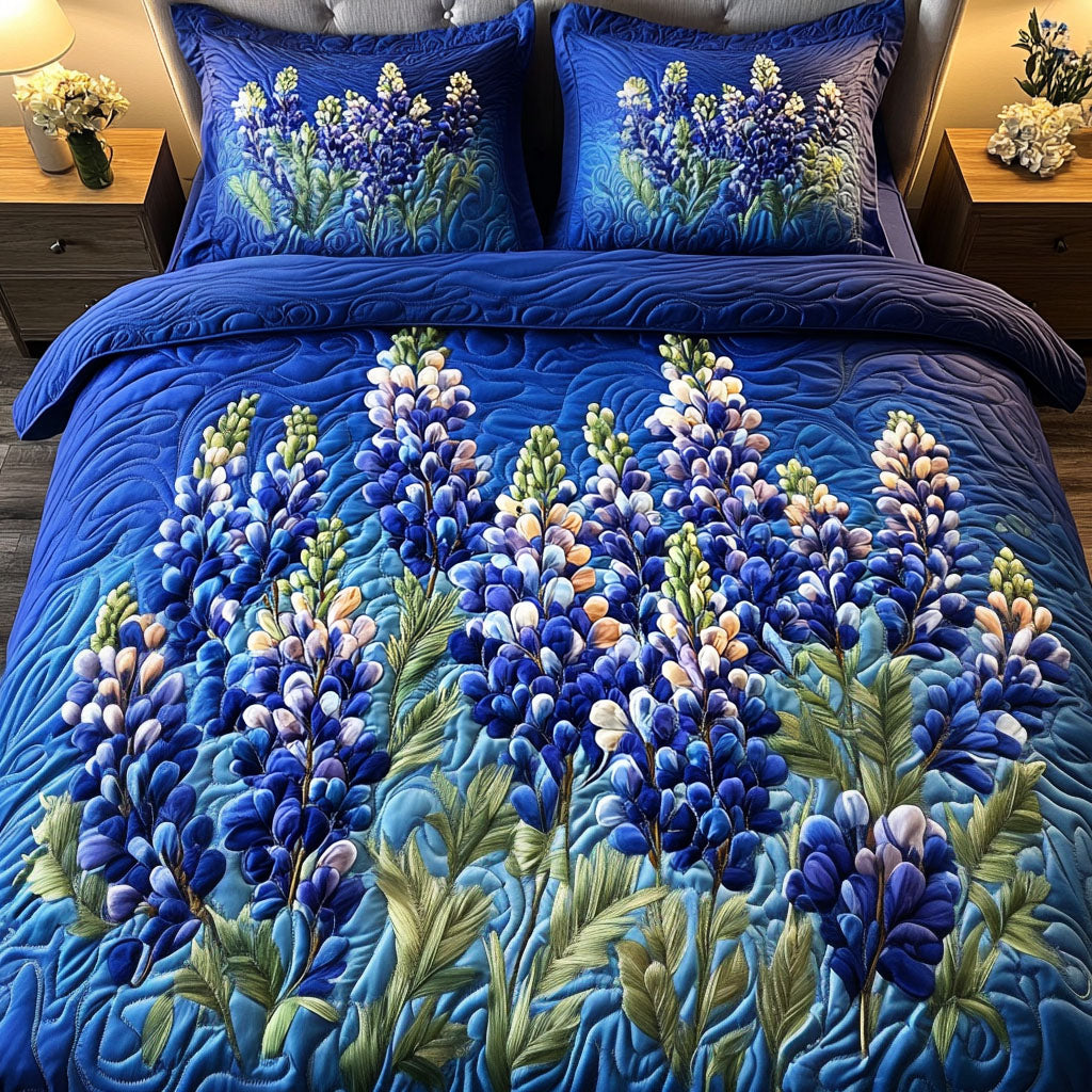 Blue Frosty 3-Piece Quilted Bedding Set NCU0DQQ020