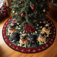 Cozy Pug Christmas Quilted Christmas Tree Skirt NCU0DV8050