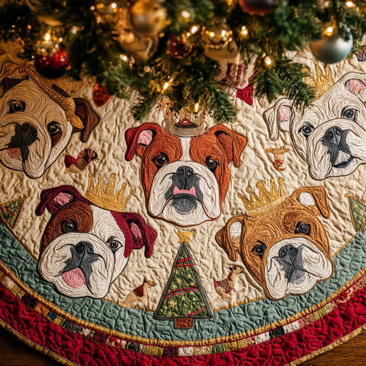 Cozy Bulldog Noel Quilted Christmas Tree Skirt NCU0DV7972