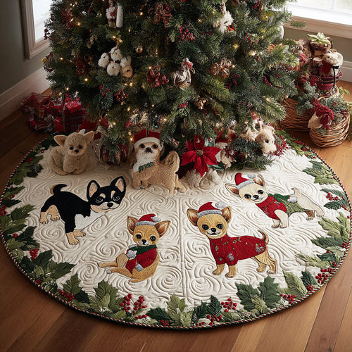 Cozy Chihuahua Quilted Christmas Tree Skirt NCU0DV8128