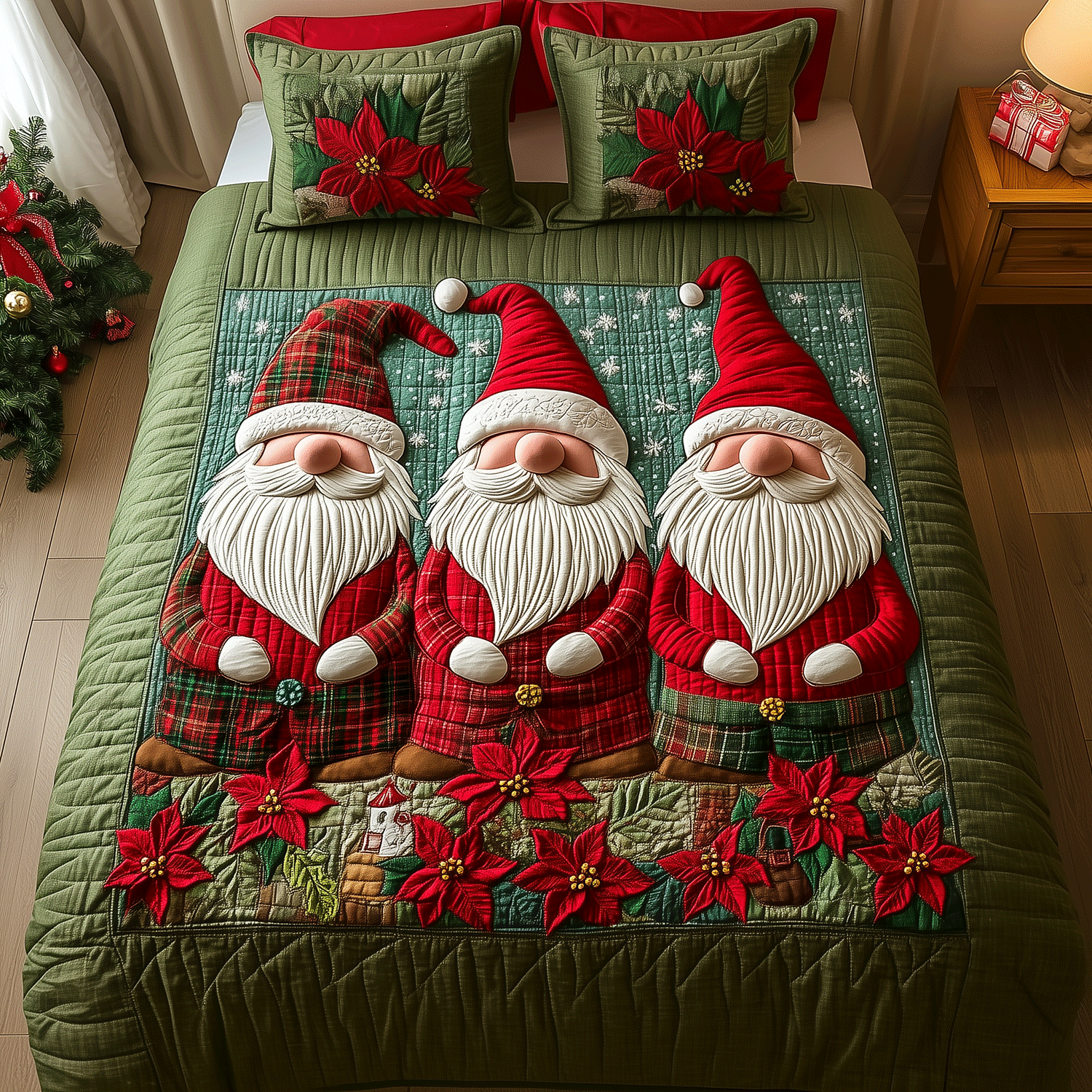 Gnome Family 3-Piece Quilted Bedding Set GFTONL5435