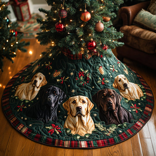 Cozy Labrador Joy Christmas Quilted Tree Skirt NCU0DV8267