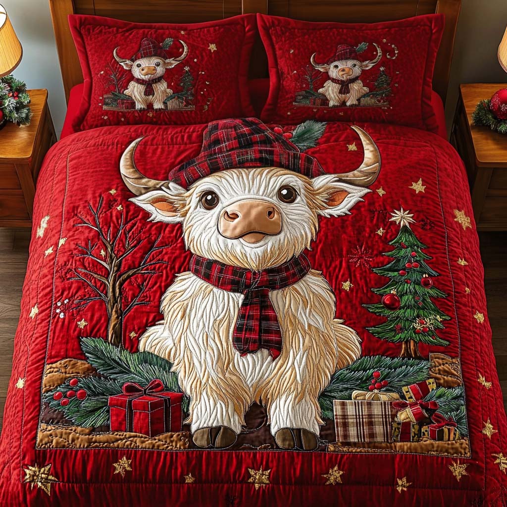 Cozy Red Plaid 3-Piece Quilted Bedding Set NCU0NT2311