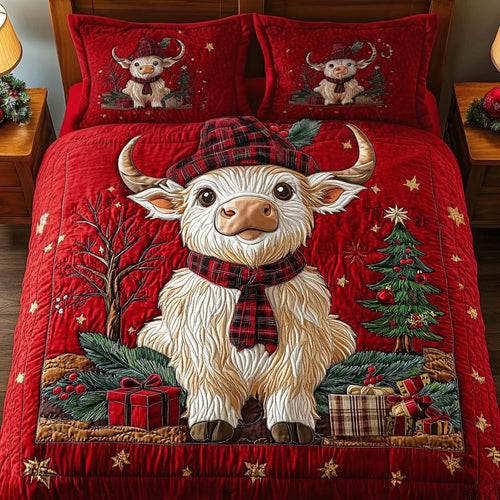 Cozy Red Plaid 3-Piece Quilted Bedding Set NCU0NT2311