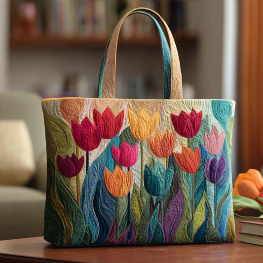 Cozy Tulip Garden Quilted Tote Bag NCU0NT9369