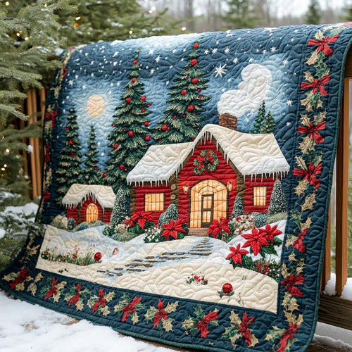 Cozy Winter Cottage Quilted Blanket NCU0XD162