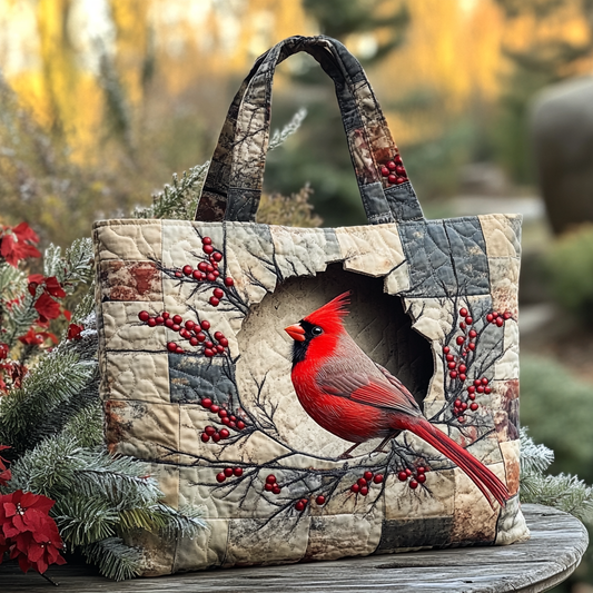Crimson Bird Quilted Tote Bag NCU0DK9927