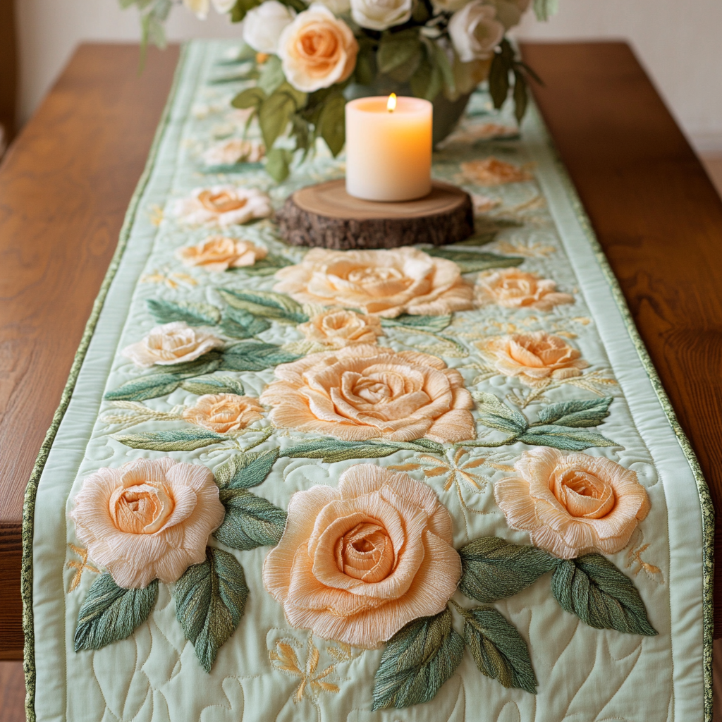 Crimson Charm Quilted Table Runner NCU0VH5493 – Vantique