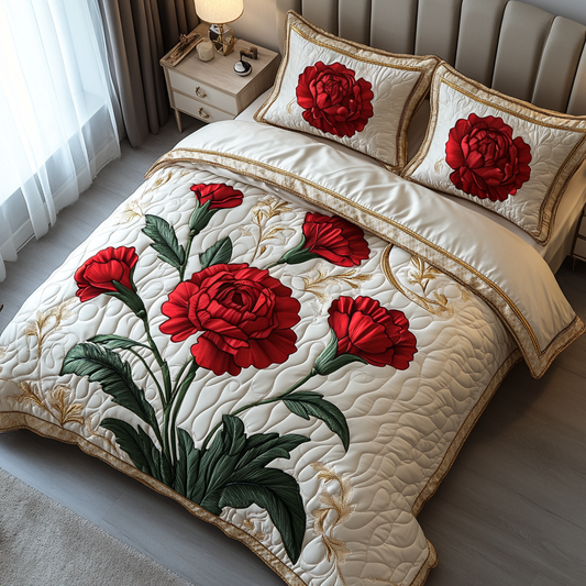 Crimson Delight 3-Piece Quilted Bedding Set NCU0DV5021