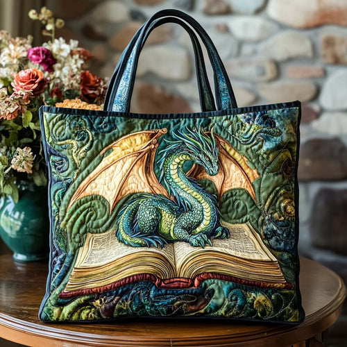 Crimson Dragon Dance Quilted Tote Bag NCU0NT8444