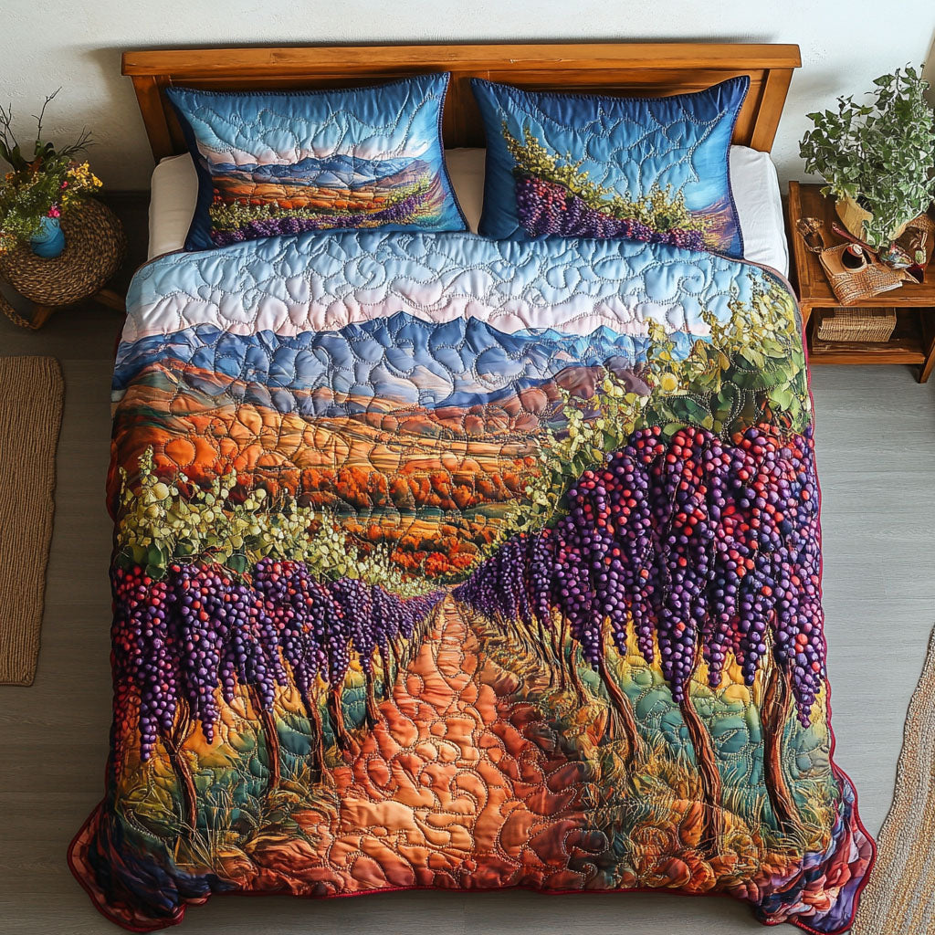 Crimson Whispers Hand Quilted Linen Quilt