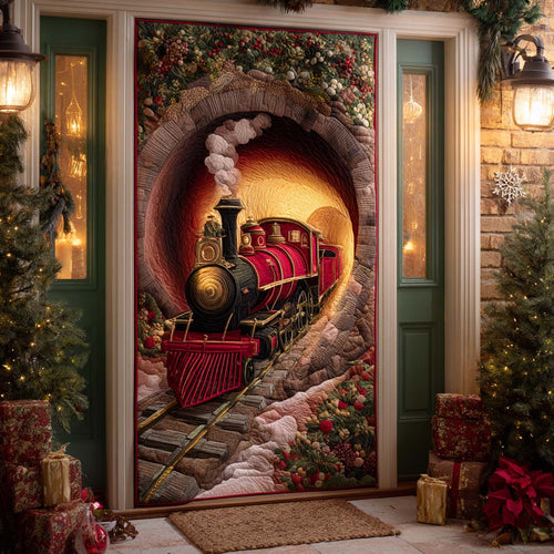 Crimson Holiday Train Quilted Door Cover NCU0XD1586