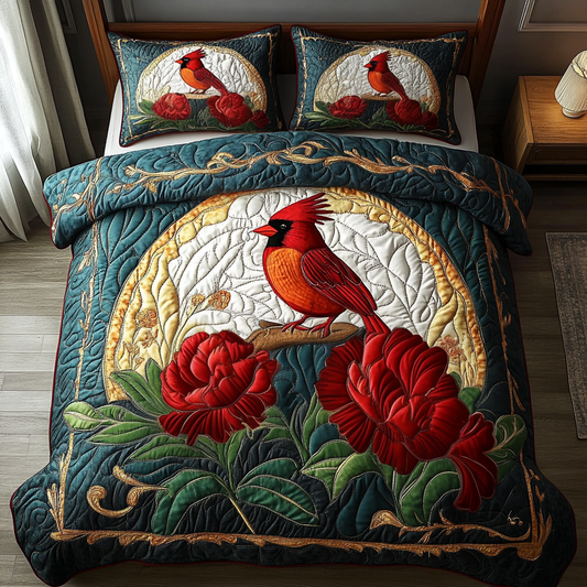 Crimson Petals 3-Piece Quilted Bedding Set NCU0DV5017