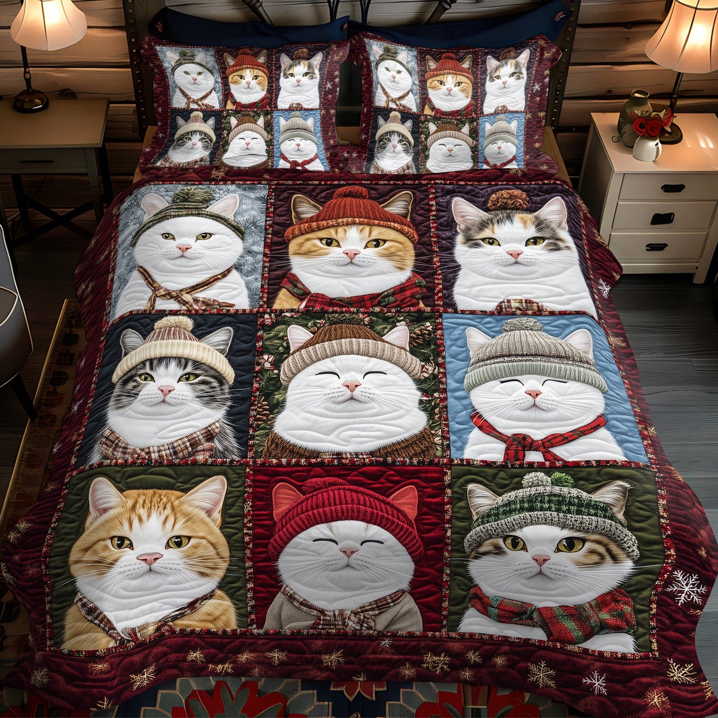 Cuddly Cats 3-Piece Quilted Bedding Set NCU0TL1183