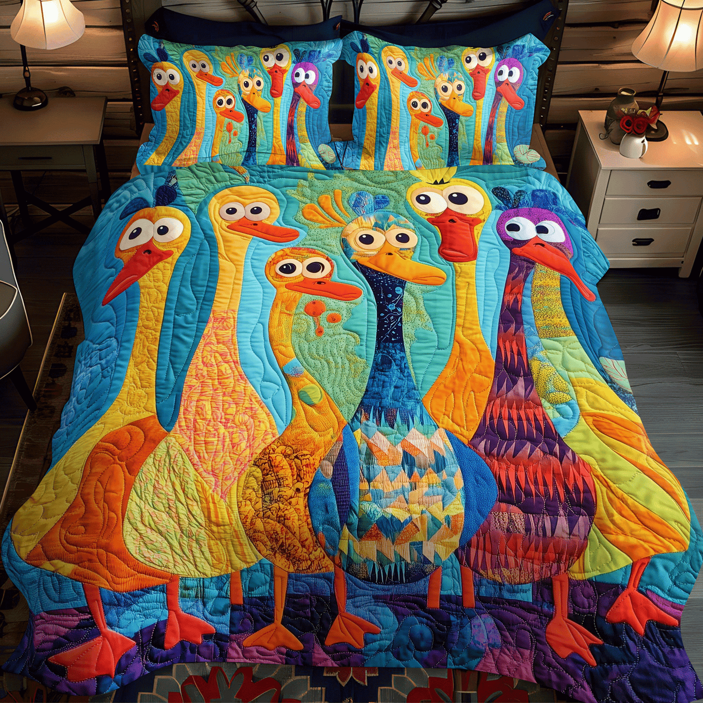 Curious Duck 3-Piece 3-Piece Quilted Bedding Set NCU0DV399