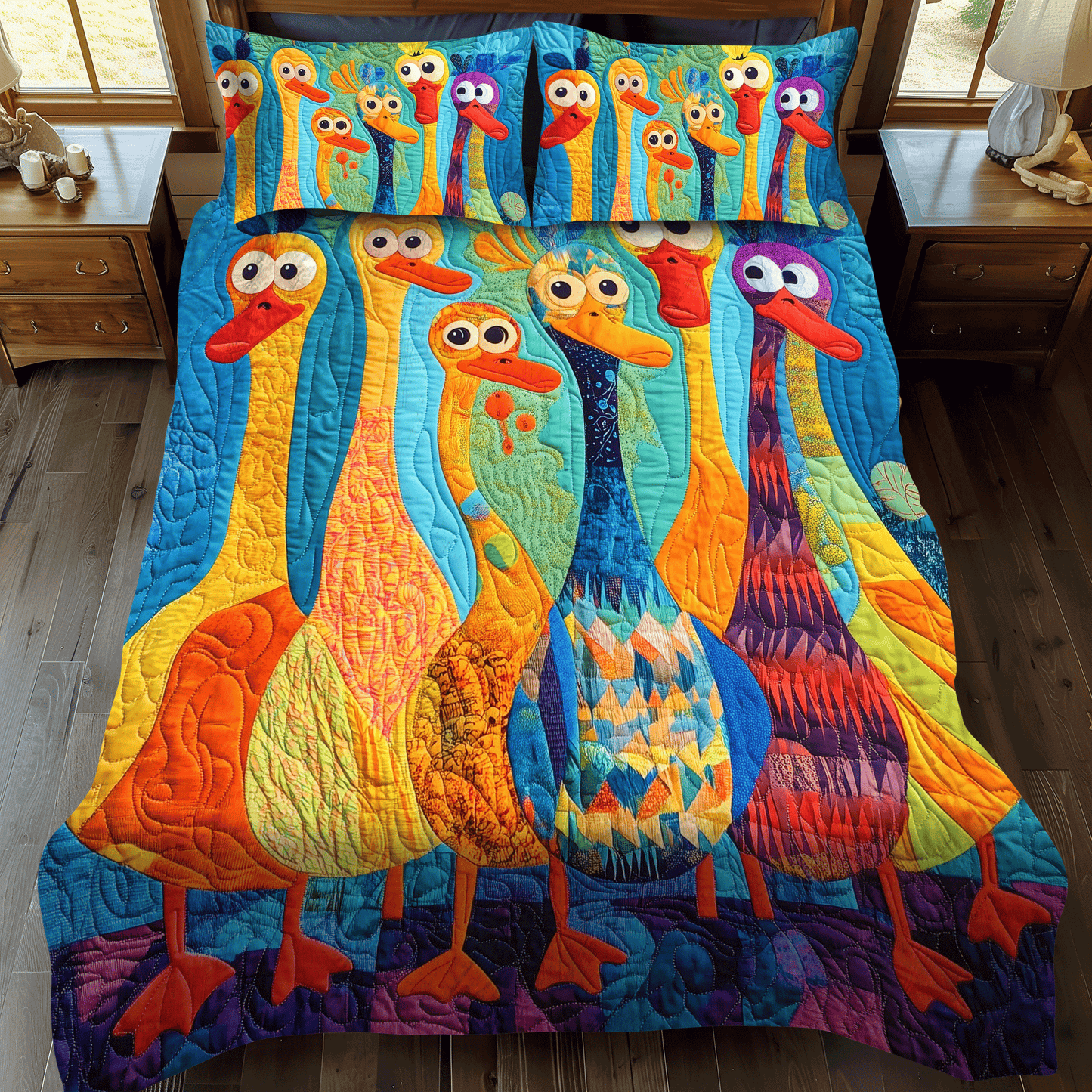 Curious Duck 3-Piece 3-Piece Quilted Bedding Set NCU0DV399