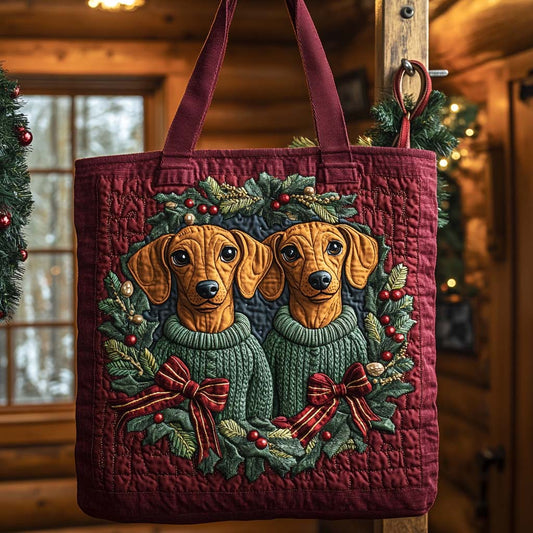 Dachshund Holiday Twins Quilted Tote Bag NCU0XD659