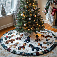 Dachshund by the Fire Quilted Christmas Tree Skirt NCU0DV7955