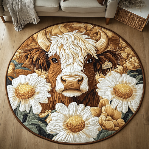 Daisy Cow Quilted Round Mat NCU0VH4379