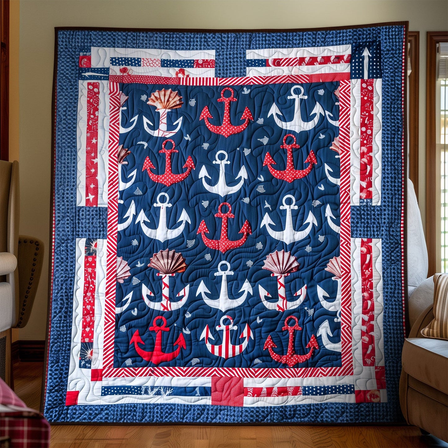 Deep Sea Anchors Quilted Blanket NCU0TH1317