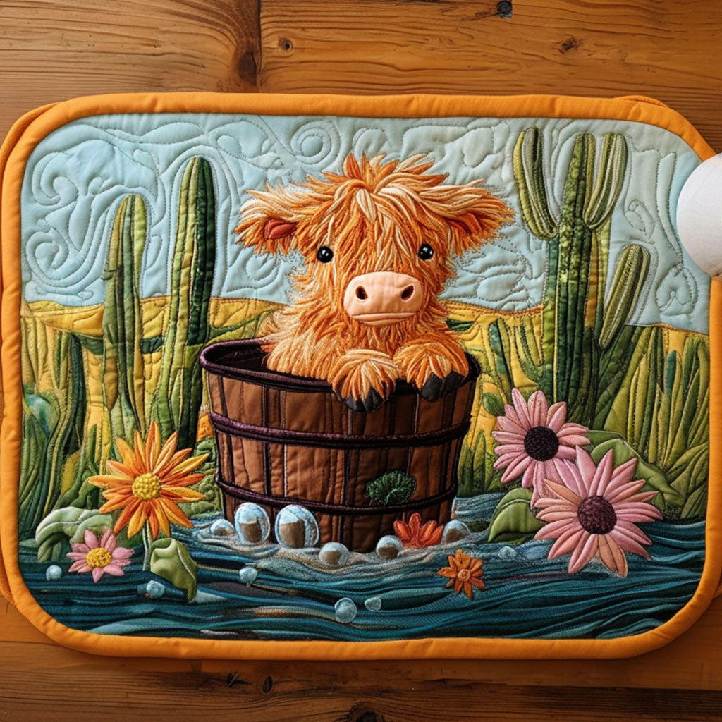 Desert Bucket Cow Quilted Placemat NCU0NT4348