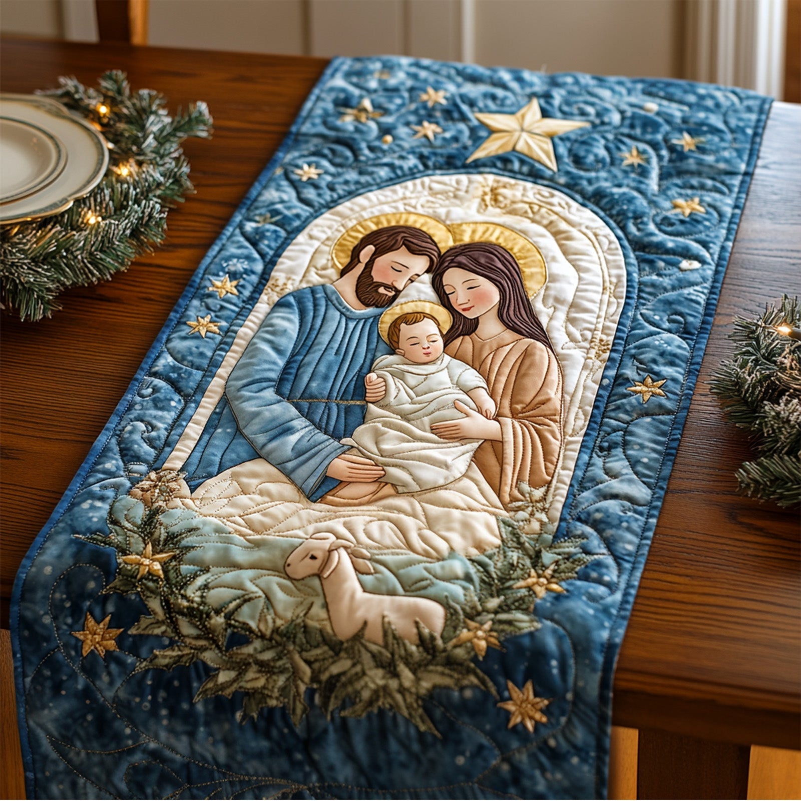 Sacred Branches Quilted Table Runner NCU0DDK157