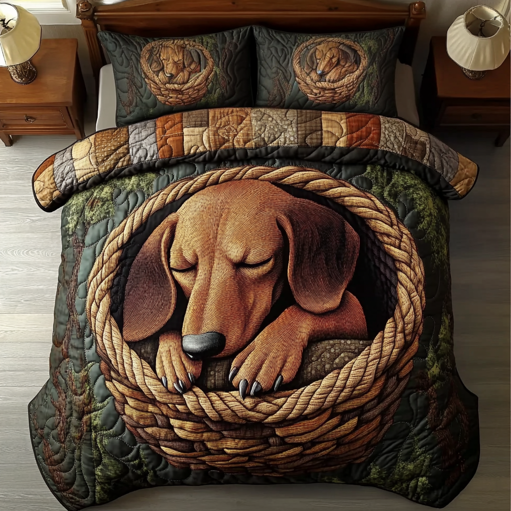 Snuggling Bulldogs 3-Piece Quilted Bedding Set NCU0PTT437