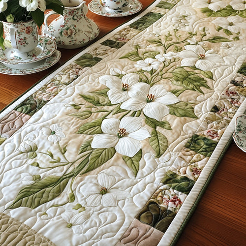 Dogwood Serenity Quilted Table Runner NCU0PT6608