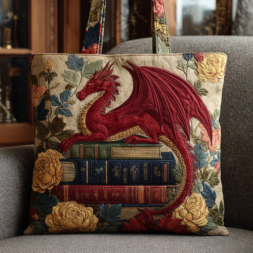 Dragon Book Keeper Quilted Tote Bag NCU0HH712