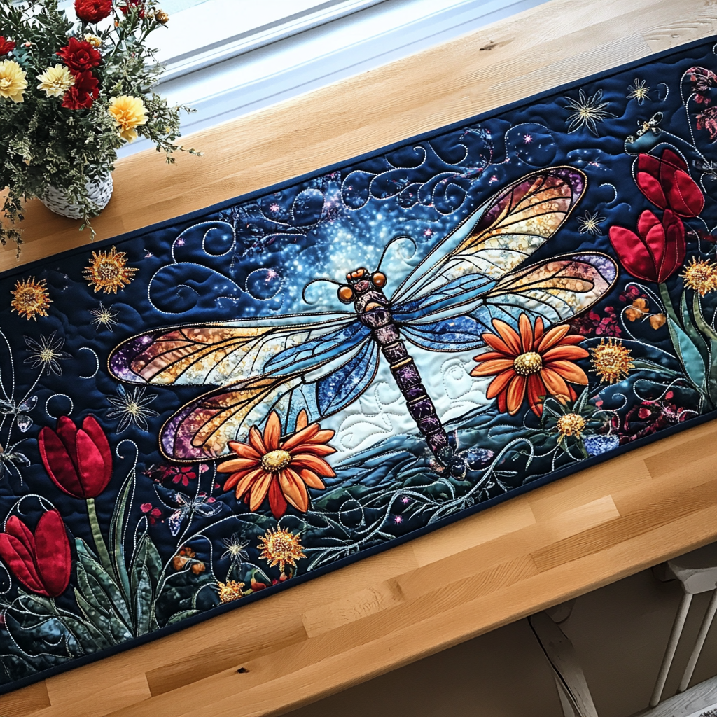 Dragonfly Breeze Quilted Table Runner NCU0DK4075