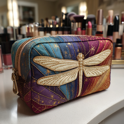 Dragonfly Charm Quilted Makeup Bag NCU0DK10232