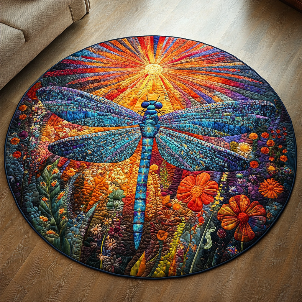 Dragonfly Delight Quilted Round Mat NCU0DV4669